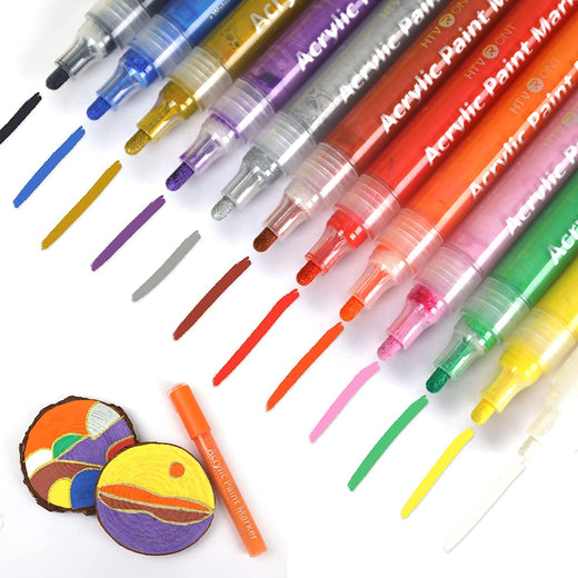 Acrylic Paint Pens Markers - 12 Colors Vibrant Acrylic Paint Markers