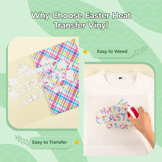 Easter heat transfer vinyl with text on a green background