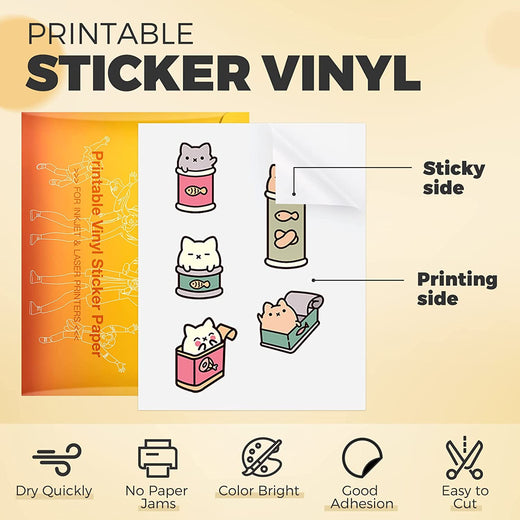 Matte Printable Vinyl Sticker Paper 100 Sheets Waterproof - 8.5X