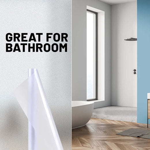 Window Privacy Film - Non Adhesive Frosted Glass (17.5"×6.5ft, Matte White)
