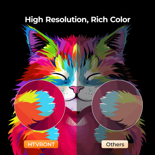 Colorful cat illustration with high resolution and rich color comparison on a black background.
