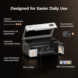 D2 DTF Printer with features highlighted on a dark background