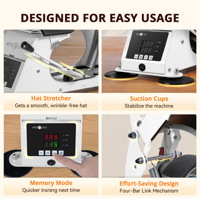 HTVRONT Manual Hat Heat Press Machine 110V - (2 Colors)