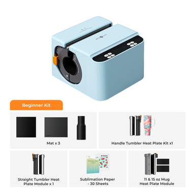 HTVRONT A200 Auto Tumbler Heat Press, Beginner Kit - Bubble Blue