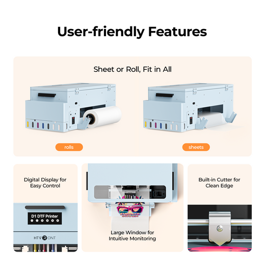 HTVRONT D1 DTF Printer, Standard Kit - Bubble Blue