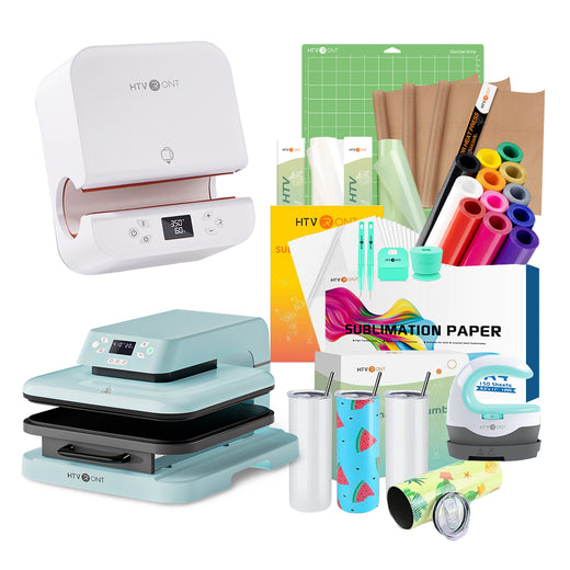 HTVRONT Auto+Tumbler Heat Press Machine + Materials Bundle