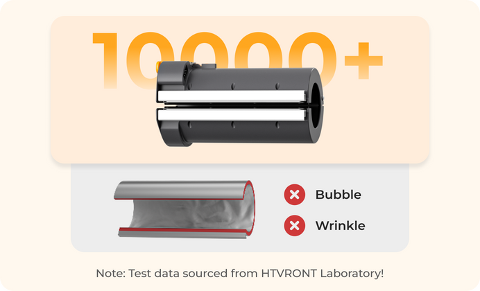 Shaver head with text indicating over 10,000 tests from HTVRONT Laboratory on a beige background.