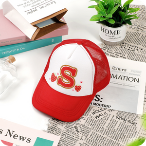 Red Sponge Trucker Hat with "S" heat-pressed design