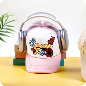 Pink Sponge Trucker Hat with heat-pressed design