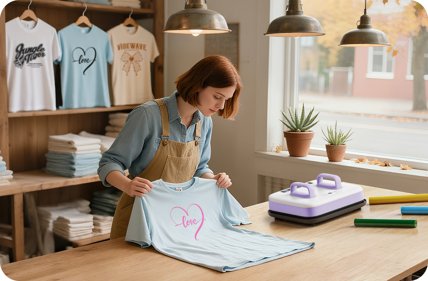 The H10 Portable Heat Press is suitable for: small businesses, stable and reliable startup partners, boosting your hustle with every perfect press.