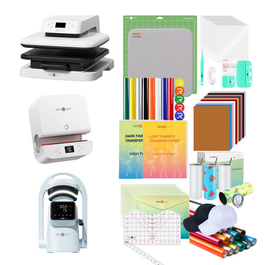 [All-in-One Kit]HTVRONT Auto Heat Press 15"x15"+Tumbler Press+a300 auto Hat Press Machine+All in Bundle