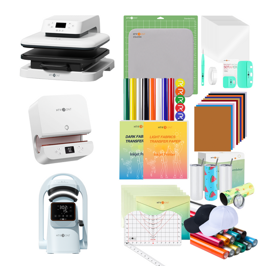 [All-in-One Kit]HTVRONT Auto Heat Press 15"x15"+Tumbler Press+a300 auto Hat Press Machine+All in Bundle