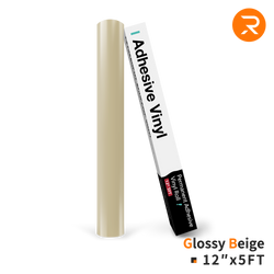 Permanent Adhesive Vinyl Roll - 12"x5 Ft Glossy Beige