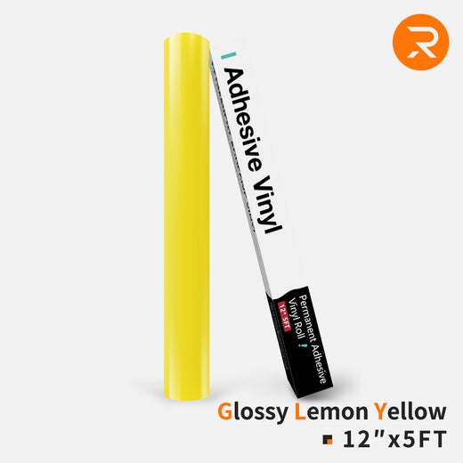 Permanent Adhesive Vinyl Roll - Lemon Yellow 12 x 5 ft Matte Black