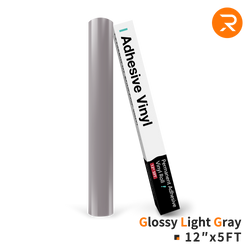 Permanent Adhesive Vinyl Roll - 12"x5 Ft Glossy Light Gray