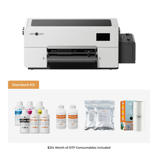 D2 DTF Printer Standard Kit - CMYK Ink, Cleaner Ink, DTF Powder, DTF sheets