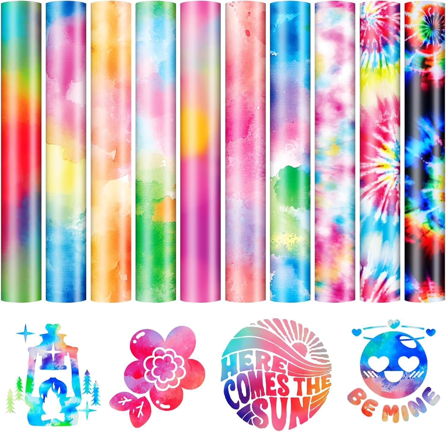Tie-Dye Patterned Heat Transfer Vinyl Bundle - 12