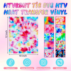 Tie-Dye Patterned Heat Transfer Vinyl Bundle - 12"x10" 10 Sheets