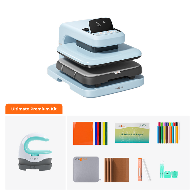HTVRONT Auto Heat Press 2 Ultimate Premium Kit - Bubble Blue