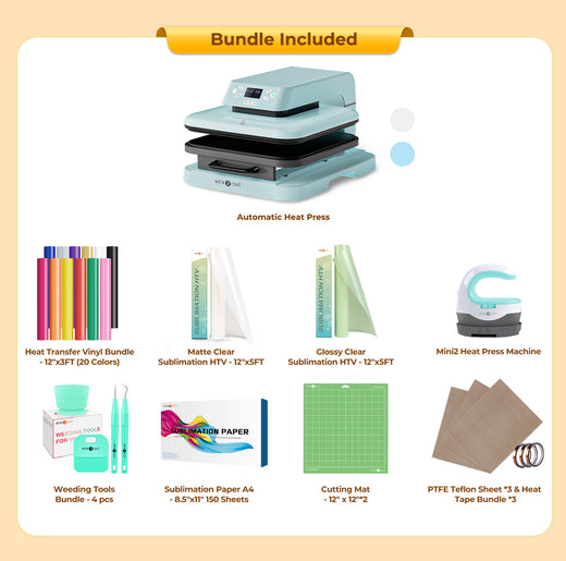 HTVRONT Auto Heat Press Machine for T Shirts 15x15 110V, Ultimate Premium Kit - Light Blue