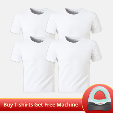 [Buy T-shirts get Free Mini Heat Press] 4-Packs Polyester T-Shirt Bundle - White Blank