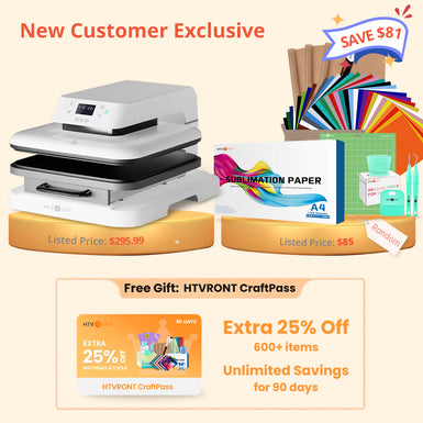 [New Customer Exclusive] Auto Heat Press Machine 15" x 15" 110V + Great Value Box ≥$85 (36 sheets HTV+150 sheets Sublimation Paper A4+Tools Bundle)