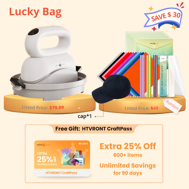 [Lucky Bag]Hat Heat Press Machine &Grab Bag (Baseball Cap Blank + HTV Materials + Random Tools≥40＄)+Free HTVRONT 90Days CraftPass