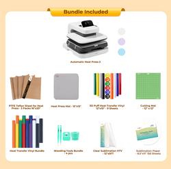 HTVRONT Auto Heat Press 2 - Digit 120V, Ultimate Premium Kit - Daisy White