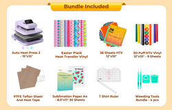 [Father's Day Best Deal] HTVRONT Auto Heat Press 2+Great Value Bundle