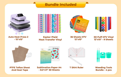 [Father's Day Best Deal] HTVRONT Auto Heat Press 2+Great Value Bundle