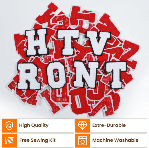 52 Pack Iron-On Chenille Letter Patches for Clothes