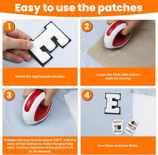 52 Pack Iron-On Chenille Letter Patches for Clothes