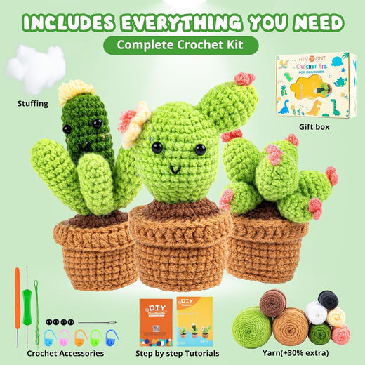 Complete Plants Crochet Kits with Stitch for Beginners