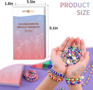 6600 Clay Beads Bracelet Making Kit - 24 Colors