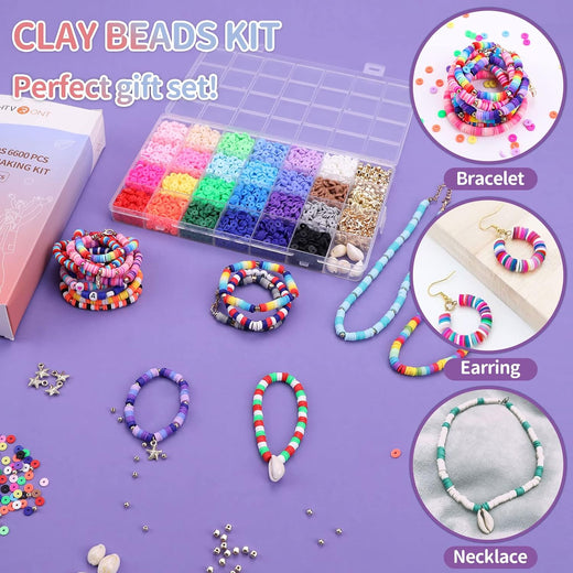 6600 Clay Beads Bracelet Making Kit - 24 Colors