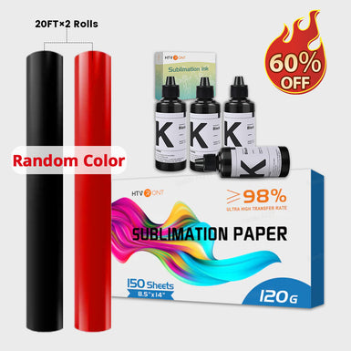 [Save $60] Sublimation Paper & 2 Rolls 20ft HTV & 4 Bottles Bottle Sublimation Ink Bundle