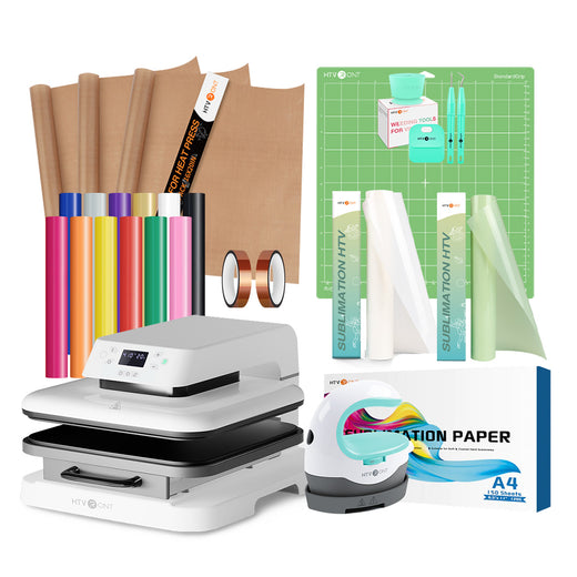 HTVRONT Auto Heat Press Machine for T Shirts 15x15 110V, Ultimate Premium Kit - Light Blue