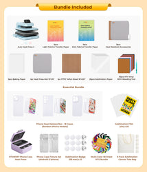 HTVRONT Auto Heat Press 2 - 15"x15" + H17 Phone Case Heat Press Machine + Suppiles