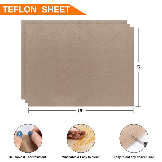 3 Pack PTFE Teflon Sheet for Heat Press Transfer Sheet 16 x 12