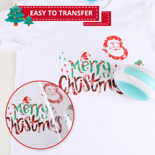 Christmas Patterned Heat Transfer Vinyl Roll - 12"x5 Ft (4 Colors)