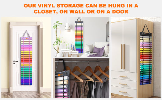 HTVRONT Vinyl Storage Organizer Vinyl Roll Holder Holds Up to 48 Rolls Grey