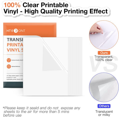 Premium Clear Printable Vinyl Bundle - 8.5"x11" 30 Sheets (15 Sheets Printable Sticker Paper & 15 Sheets Laminate Paper