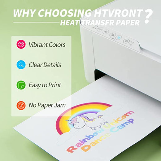 HTVRONT Heat Transfer Paper for Dark Fabric - 6 Pack Printable Heat Transfer Vinyl 8.5 inch x 11 inch - Vivid Colors & Durable Iron on Transfer Paper