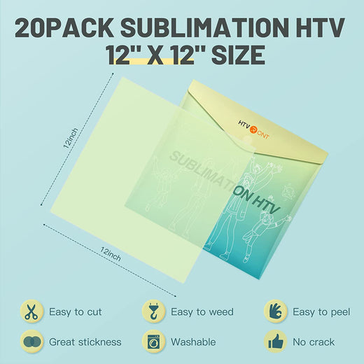 HTVRONT Clear HTV Vinyl for Sublimation 12 X 20FT - Clear Sublimation  Vinyl Glossy High Transfer Rate - Bright Smooth Washable HTV for