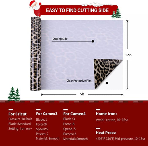 Christmas Buffalo Plaid & Leopard & Glitter Permanent Adhesive Vinyl B –  HTVRONT