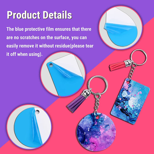 120Pcs Sublimation Blanks Keychain with Blue Protective Film - MDF