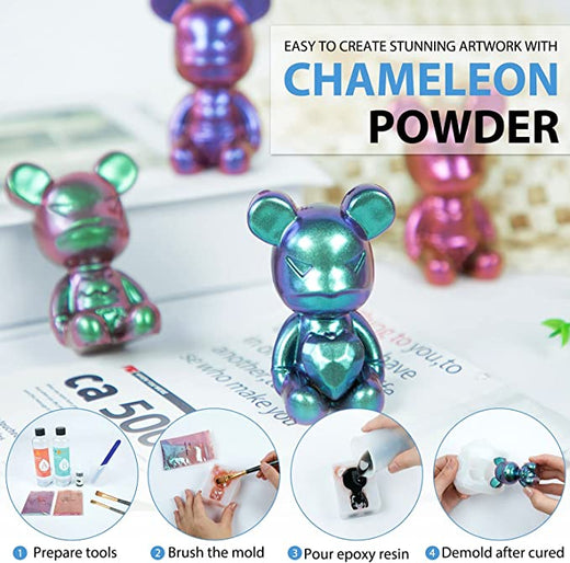 [Clearance Sale] Chameleon Mica Powder for Epoxy Resin - 6 Colors Shimmery Chameleon Pigment Powder (0.17oz/Color)