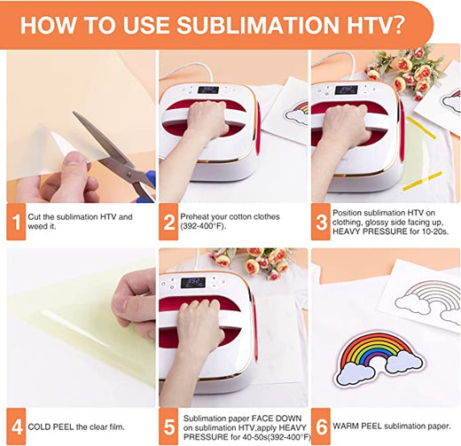 Clear HTV Vinyl for Sublimation - 12 x 10 5 Pack
