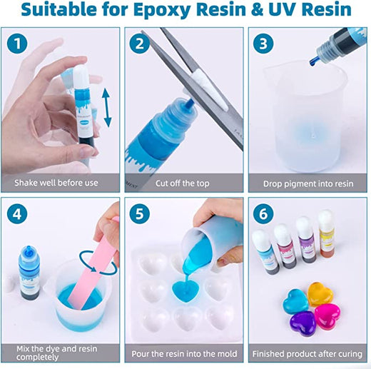 Epoxy Resin Pigment - 6 Colors Opaque UV Resin Dye, Epoxy Resin
