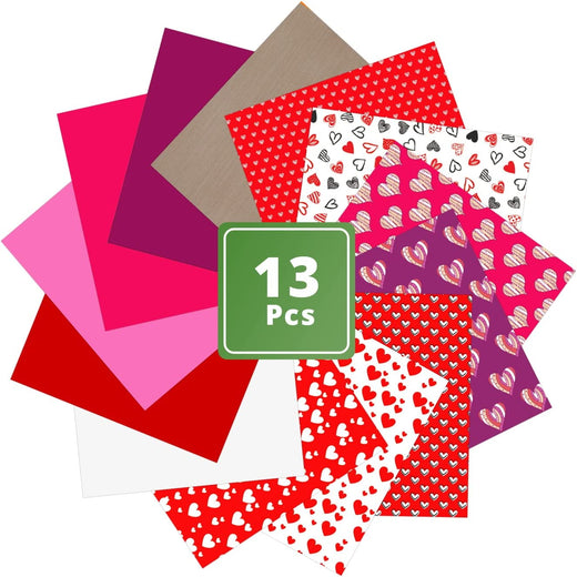 Pink Patterned HTV Heat Transfer Vinyl Bundle for Valentine's Day -13 Sheets 12×10in